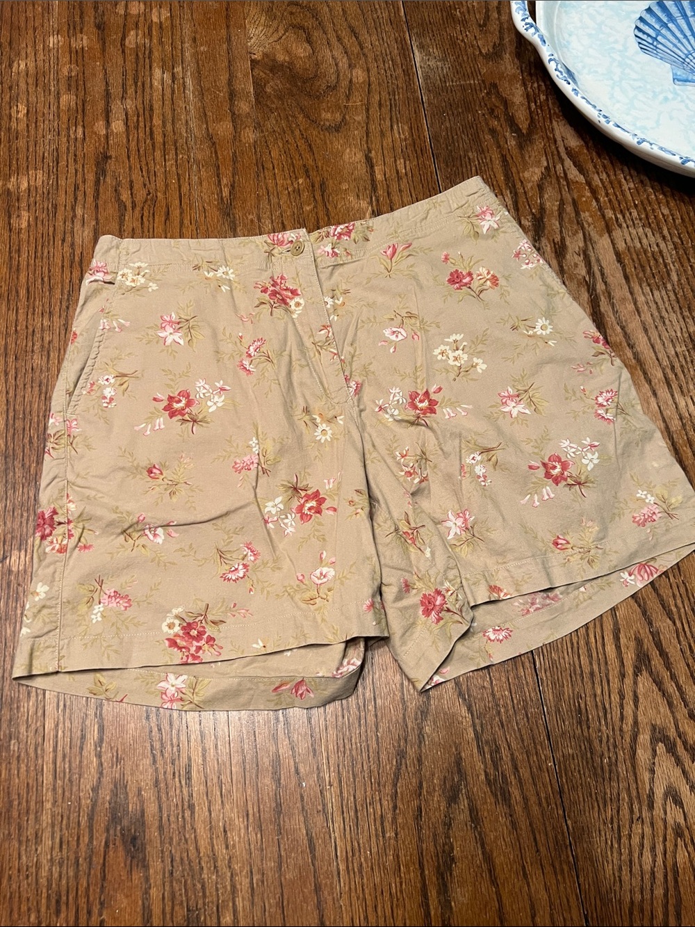 Lauren Ralph Lauren Tan Floral Cotton Bermuda Shorts